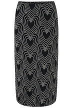 Faith Jersey Jacquard Midi Skirt - Black/Off White, Heart Explosion