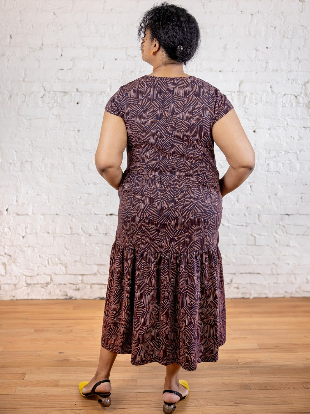Tiered Jersey Plus Size Dress - Tree Rings Blue