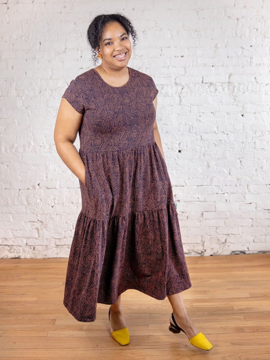 Tiered Jersey Plus Size Dress - Tree Rings Blue