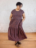 Tiered Jersey Plus Size Dress - Tree Rings Blue