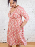 Callie 3/4 Sleeve Plus Size Wrap Dress - Matisse Vermillion