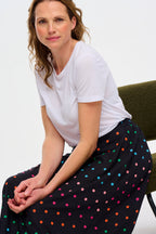 Zora Skirt - Black, Rainbow Polka