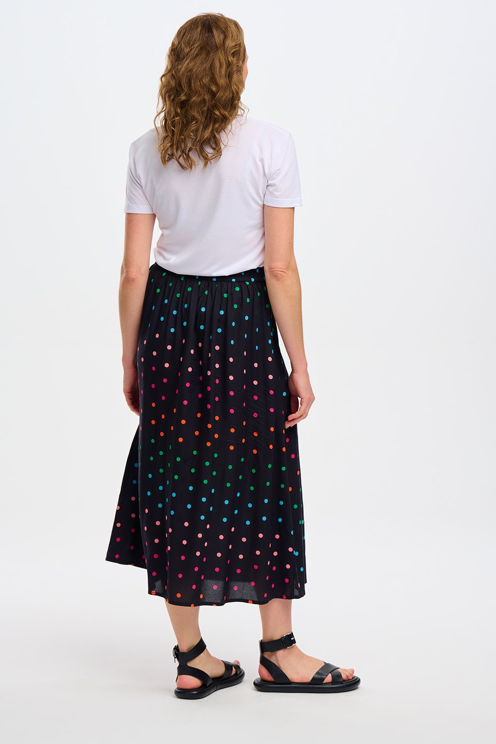 Zora Skirt - Black, Rainbow Polka