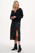Rosalind Skirt - Black, Snake Floral