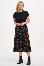 Rosalind Skirt - Black, Zodiac Rainbow Skies