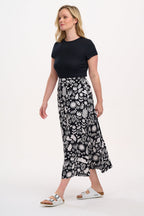 Krista Skirt - Monochrome, Folk Floral