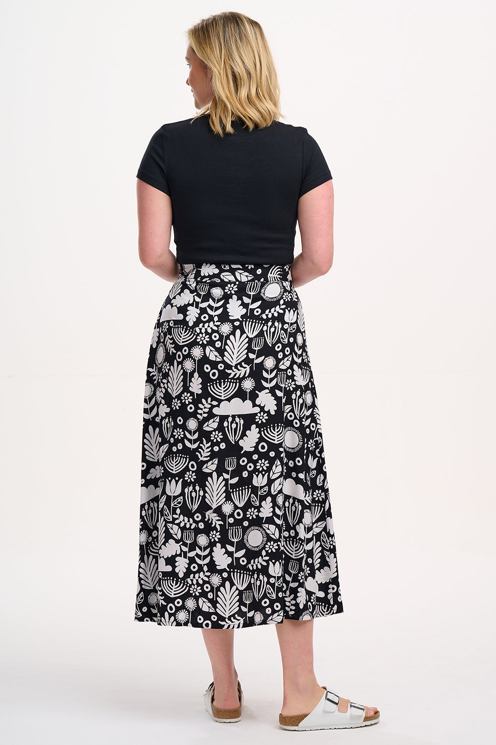 Krista Skirt - Monochrome, Folk Floral