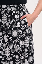 Krista Skirt - Monochrome, Folk Floral