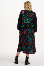 Rosalind Skirt - Black, Snake Floral