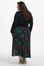 Rosalind Skirt - Black, Snake Floral