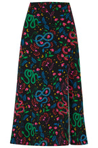 Rosalind Skirt - Black, Snake Floral