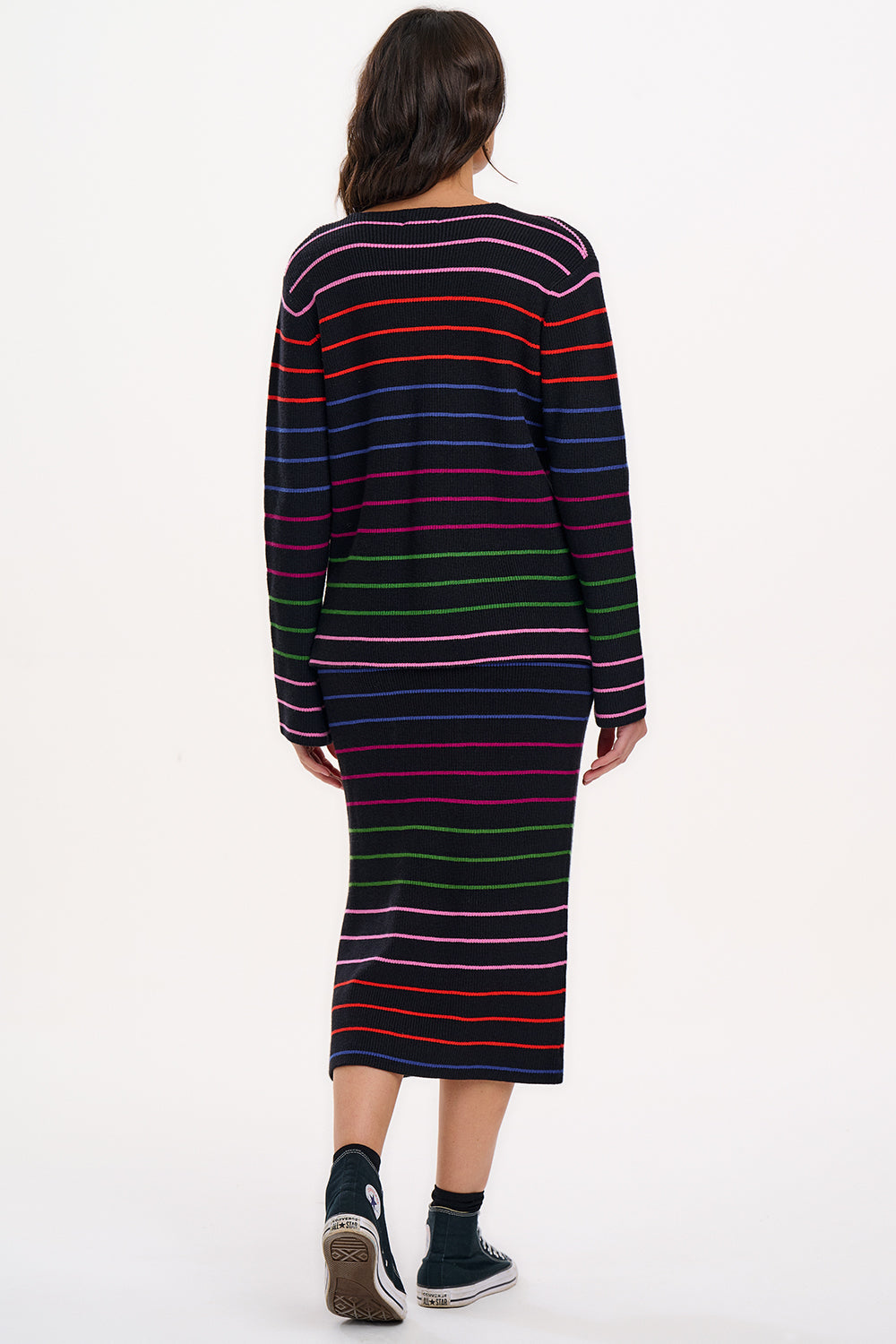 Blanche Knit Skirt - Black, Triple Stripe