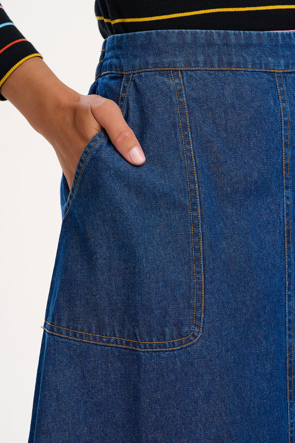 Joanna Midi Skirt - Deep Blue Denim