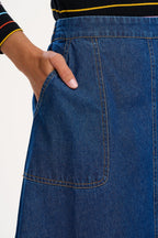 Joanna Midi Skirt - Deep Blue Denim