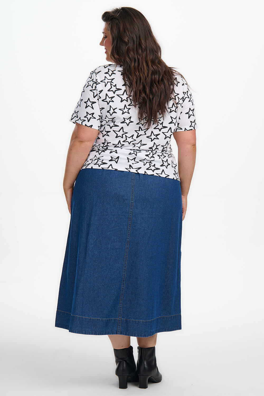 Joanna Midi Skirt - Deep Blue Denim