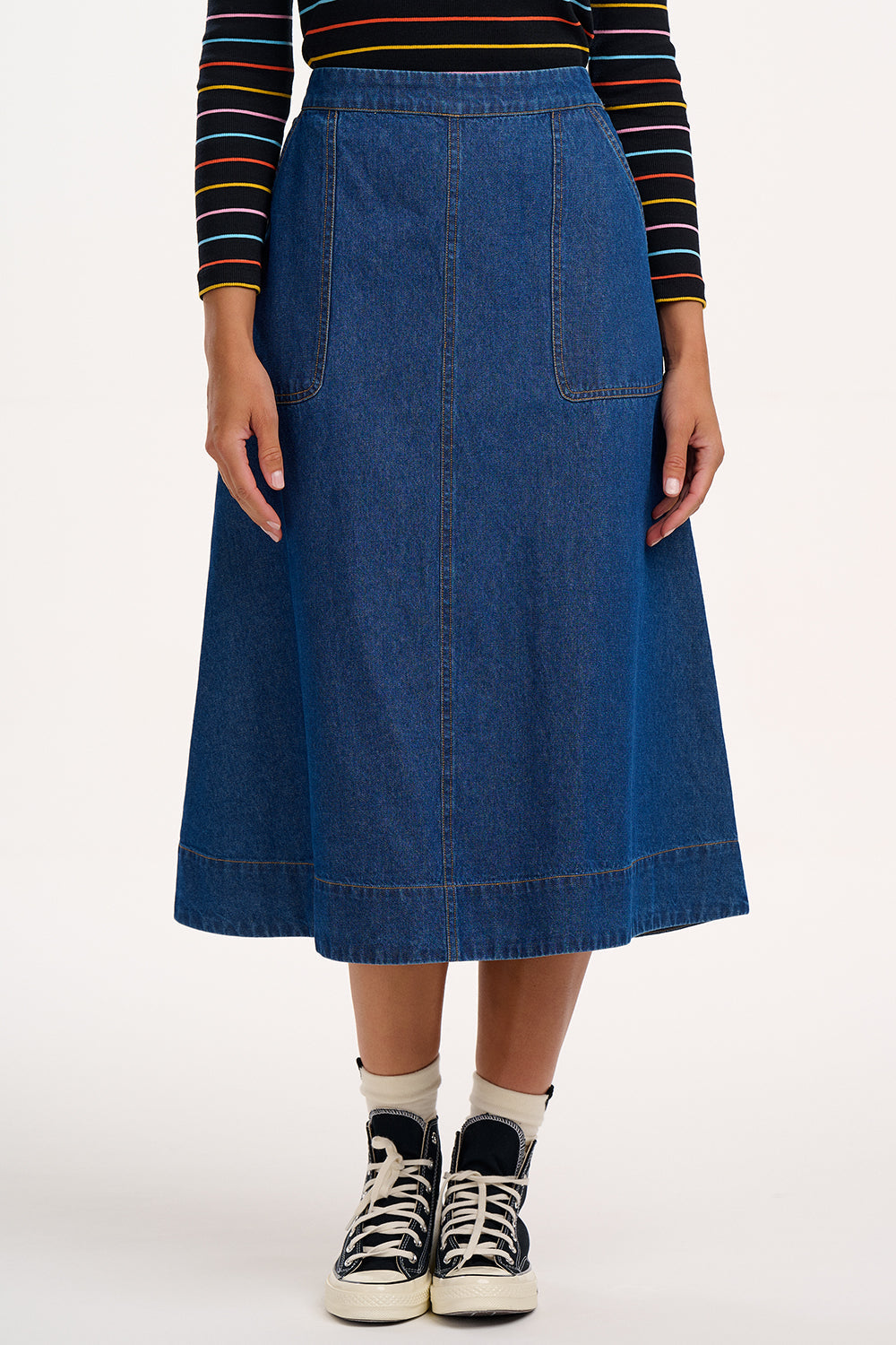 Joanna Midi Skirt - Deep Blue Denim
