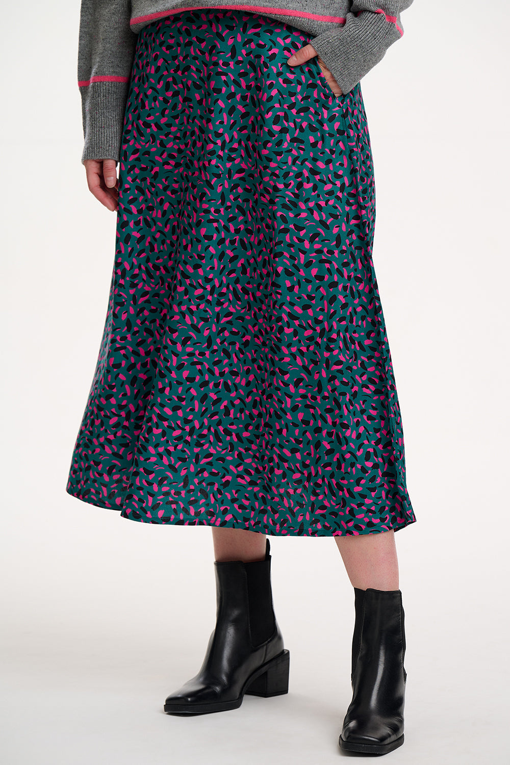 Krista Skirt - Green, Layered Spot