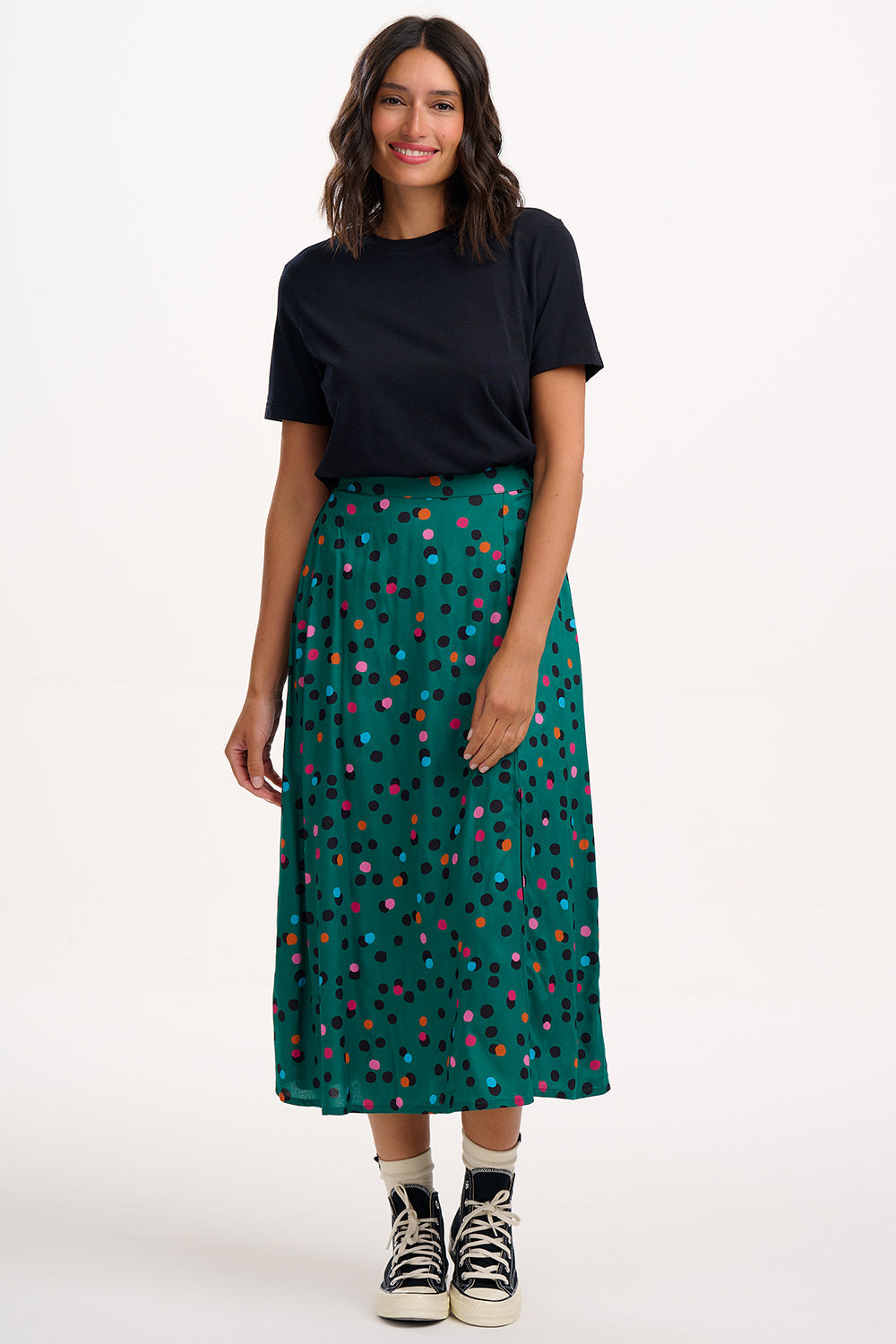 Rosalind Skirt - Green, Rainbow Dappled Spot