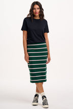 Saskia Jersey Skirt - Green, Colour Pop Stripe