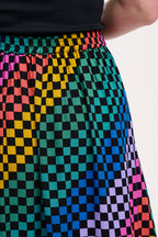 Zora Skirt - Black/Multi, Rainbow Checkerboard